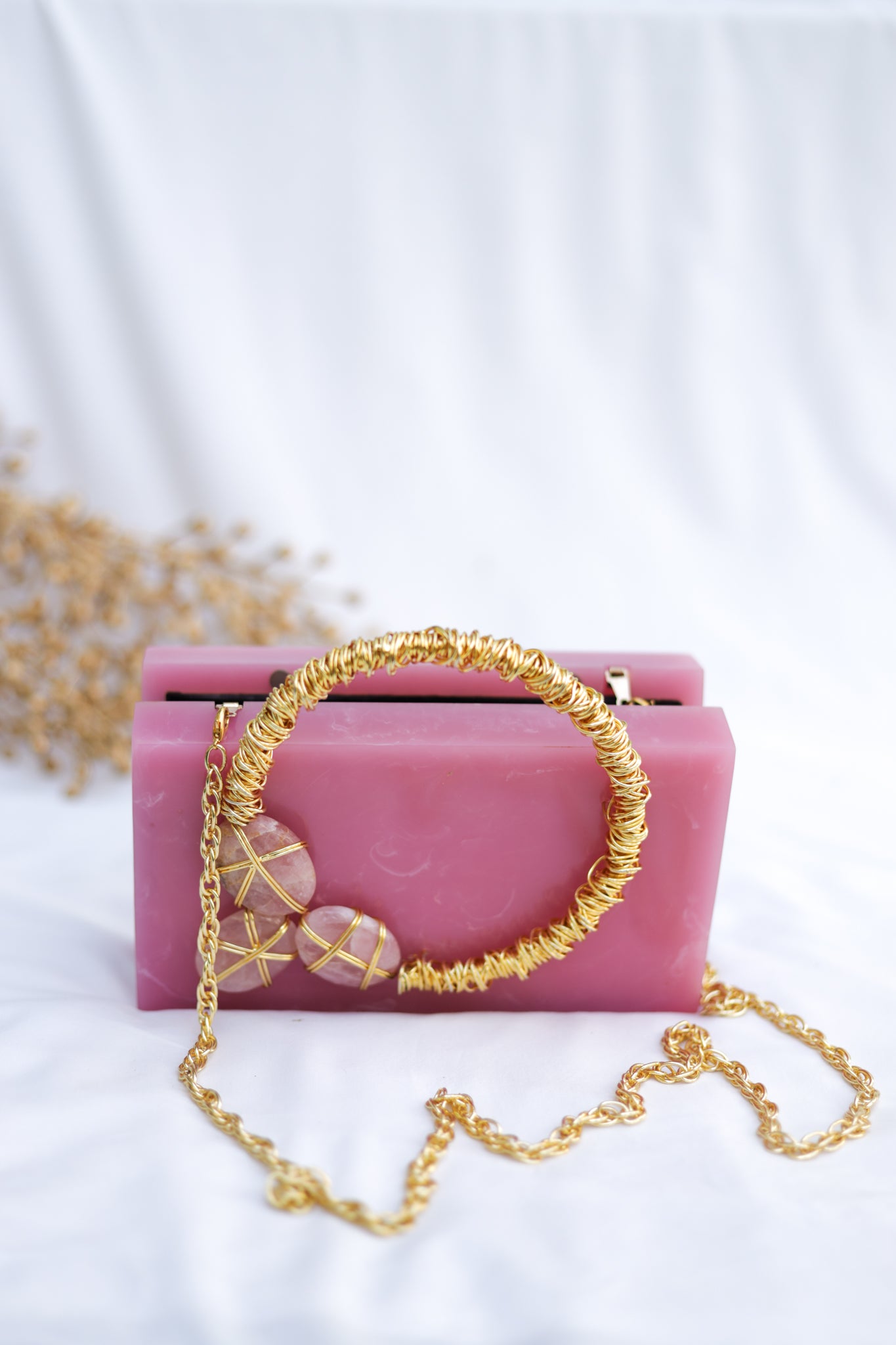 Luxury Evening Bags, Blush Auro Resin Bag, Selomenika