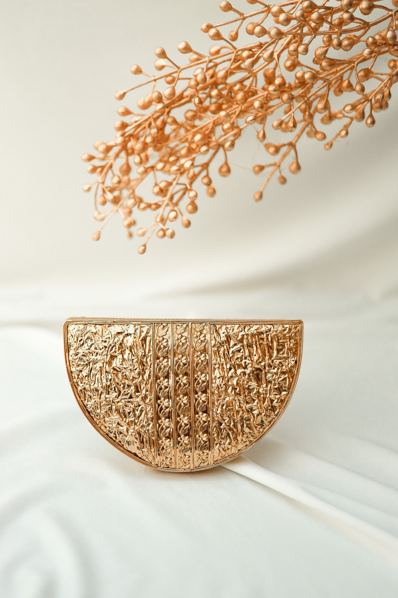 Designer Bridal Clutch, Heartbeat Rhythm Brass Clutch, Selomenika