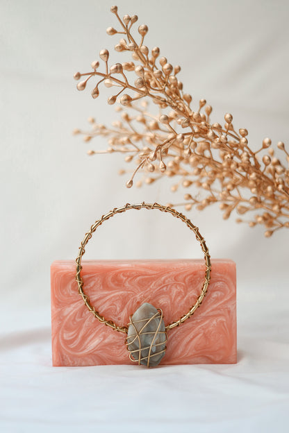 Clutch For Wedding, Marble Look Clutch with Quartz Stone, Selomenika