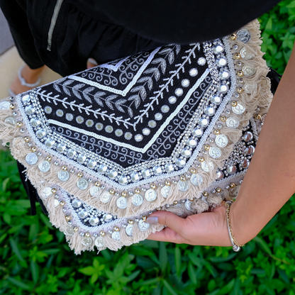 Boho Evening Bag, In Love with Black Boho Clutch, Selomenika